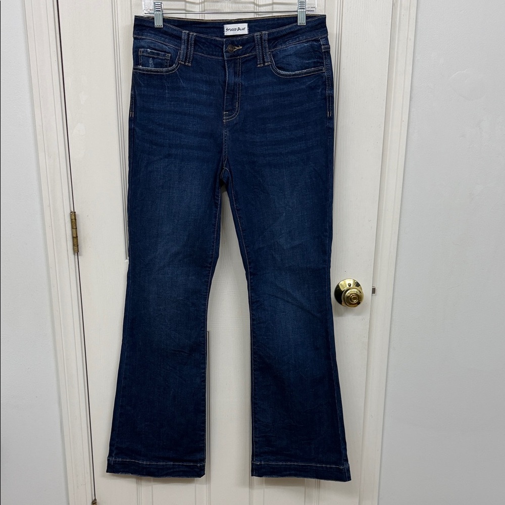 Studio Blue Distressed Flare Jeans: 30